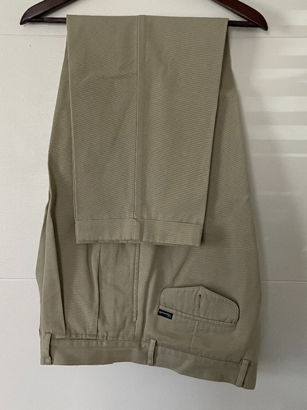 Façonnable French Luxury Pleated Canvas Pants 36 Cuffed Khaki Dress Trousers